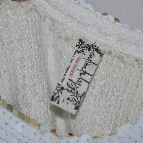 Free People Gold/ Ivory Seeing Double Sequin Dress Size S - Picture 12 of 15